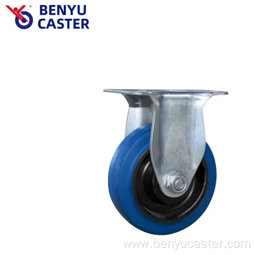 3/4/5 Inch Blue Rubber Medium-Duty Rigid Caster Wheels